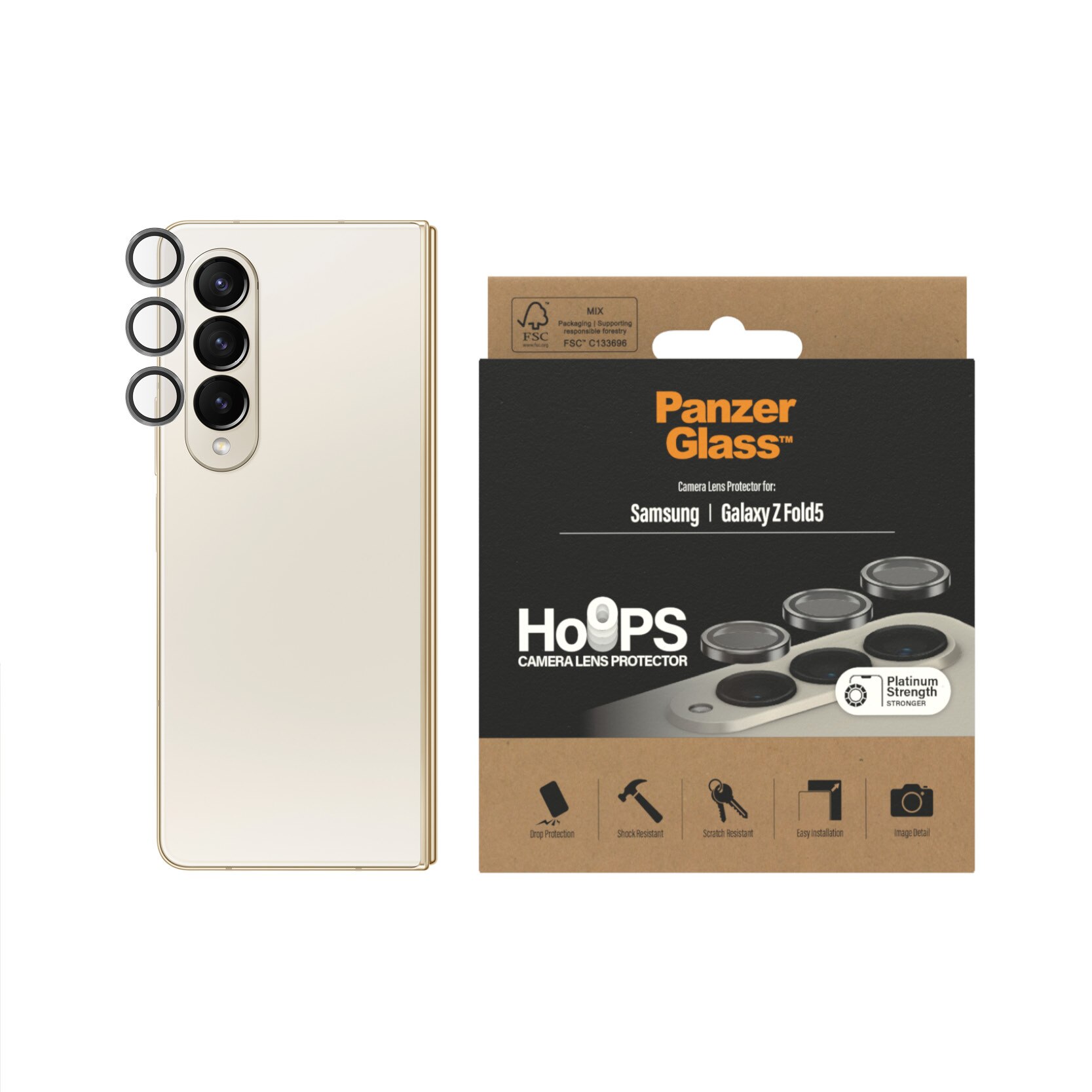 Samsung Galaxy Z Fold 5 Hoops Camera Lens Protector Schwarz