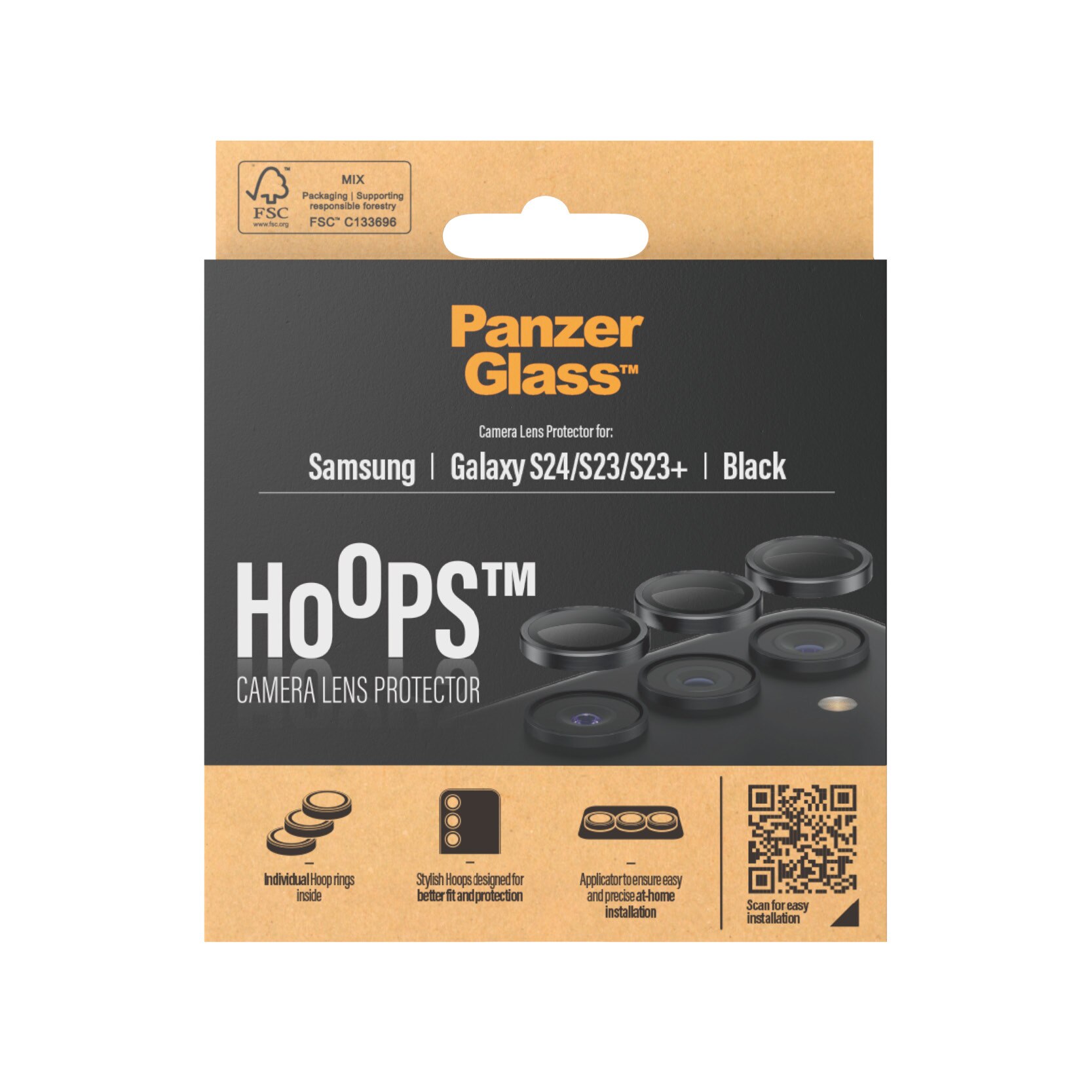Samsung Galaxy S23 Hoops Camera Lens Protector Schwarz
