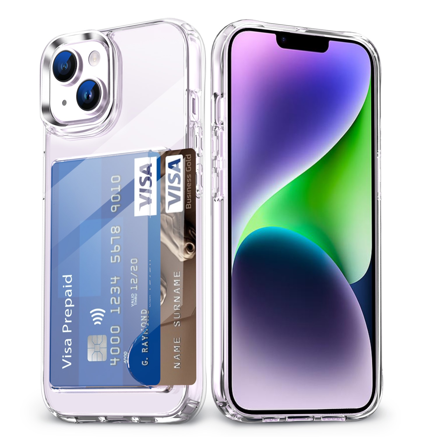 Hybrid-Hülle mit Kartenhalter iPhone 15 Transparent