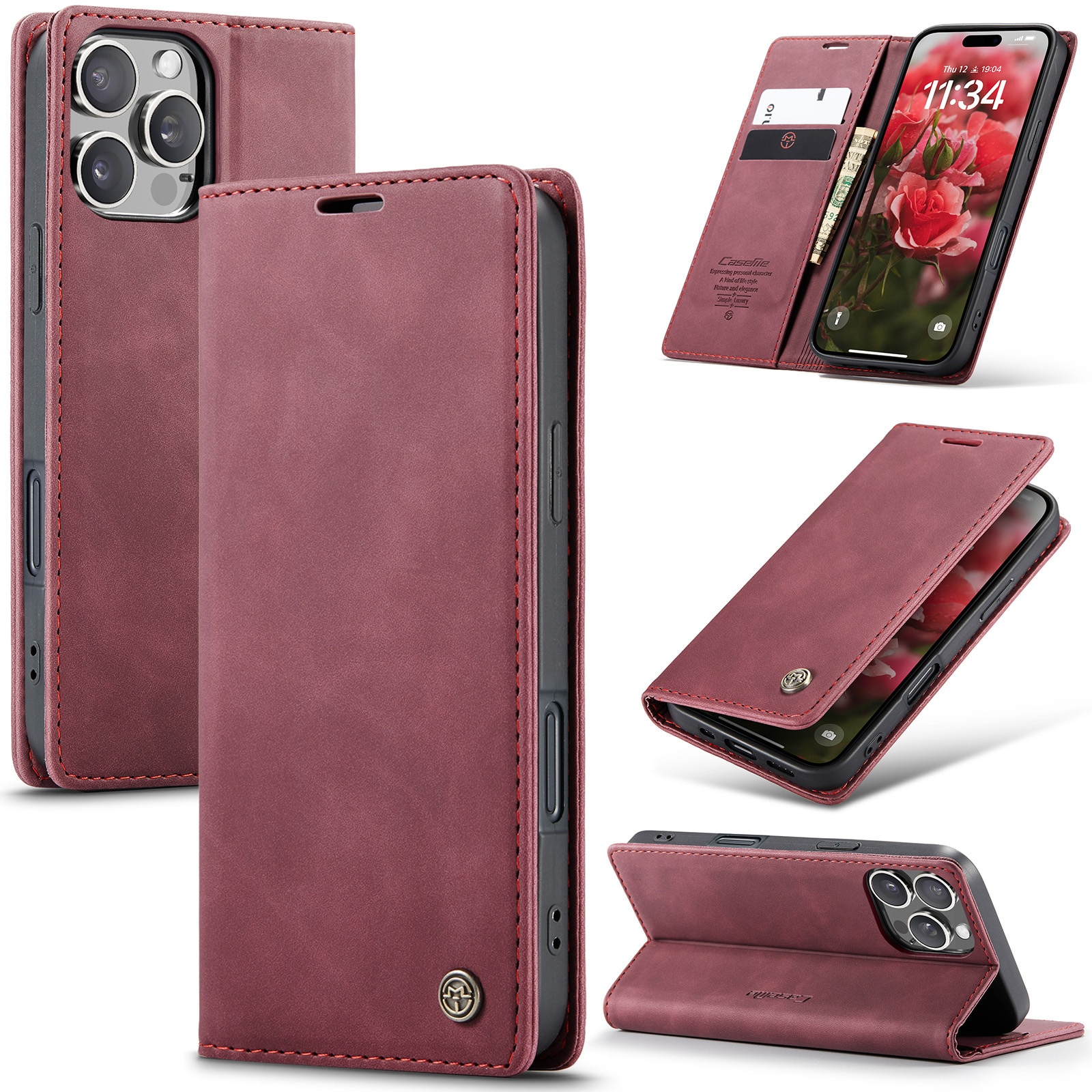 Slim Portemonnaie-Hülle iPhone 16 Pro Rot