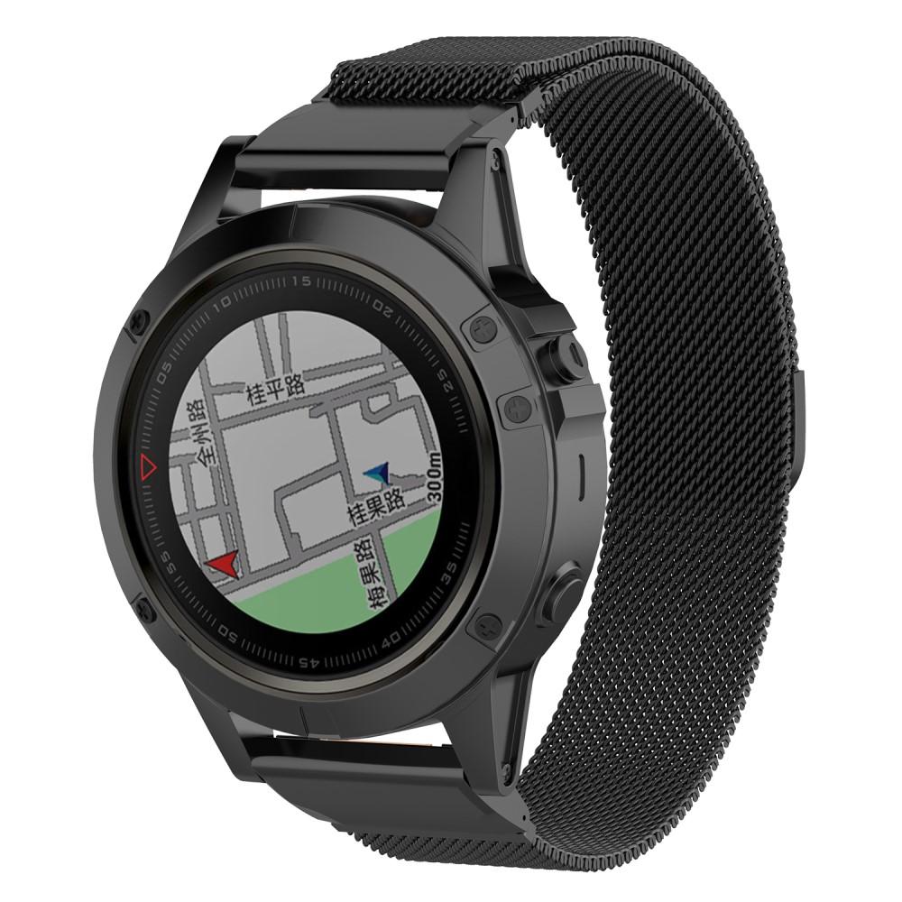Garmin Fenix 6X Pro Milanaise-Armband Schwarz