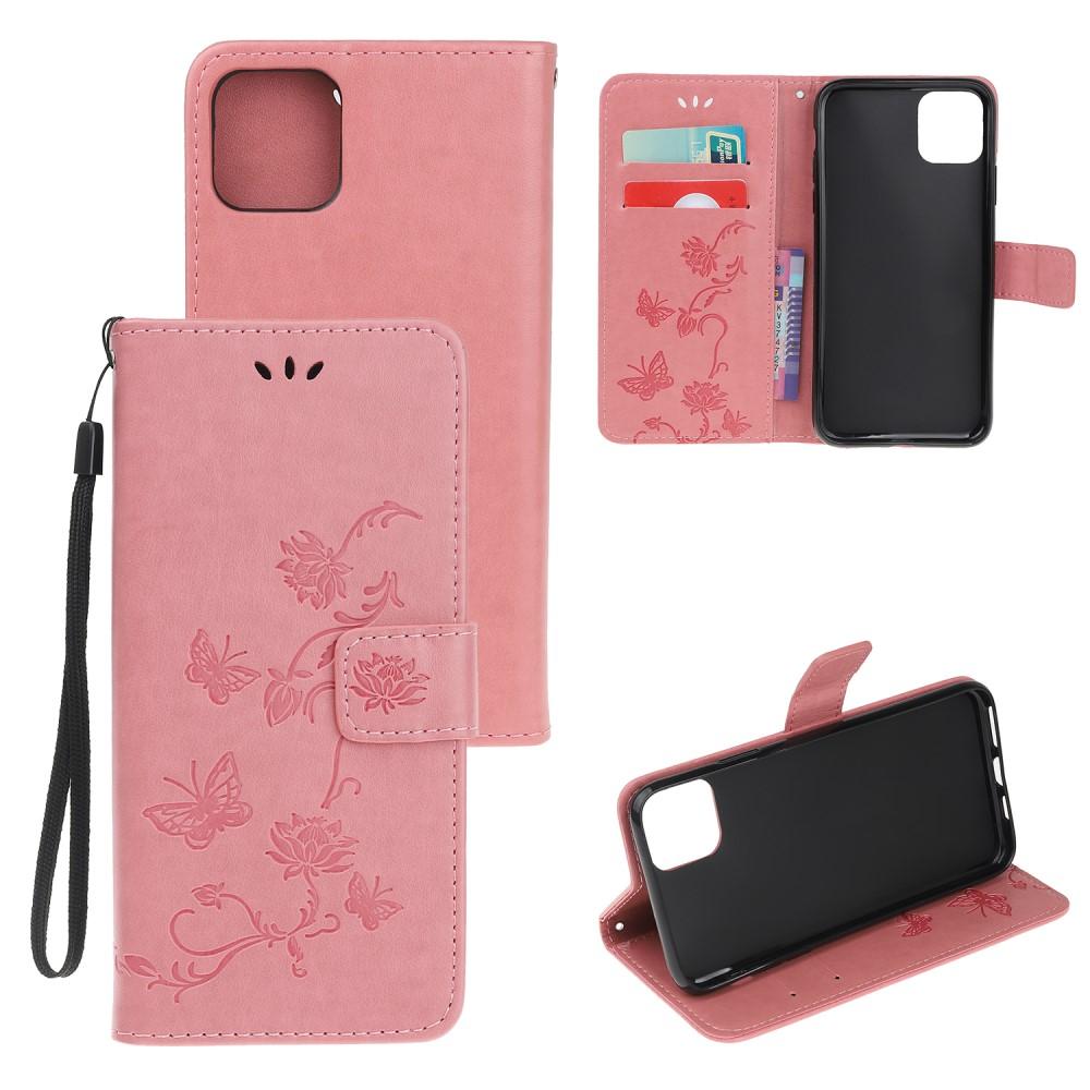 iPhone 12/iPhone 12 Pro Handyhülle mit Schmetterlingsmuster, Rosa