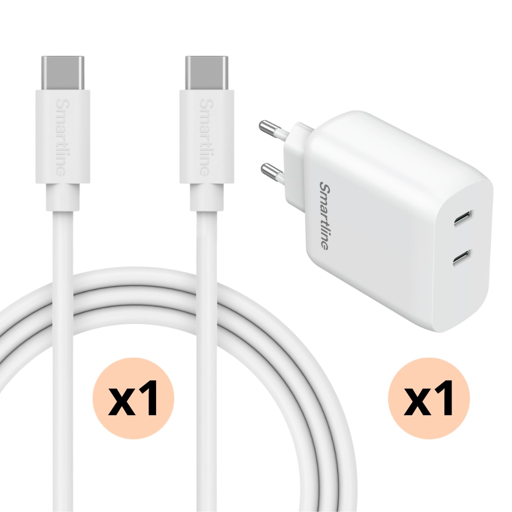 Premiumladegerät Galaxy Z Fold 6 -  2m-Kabel und Dual Wandladegerät USB-C 35W - Smartline